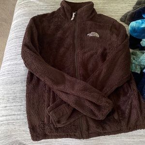 North Face Brown Fuzzy Zip-Up